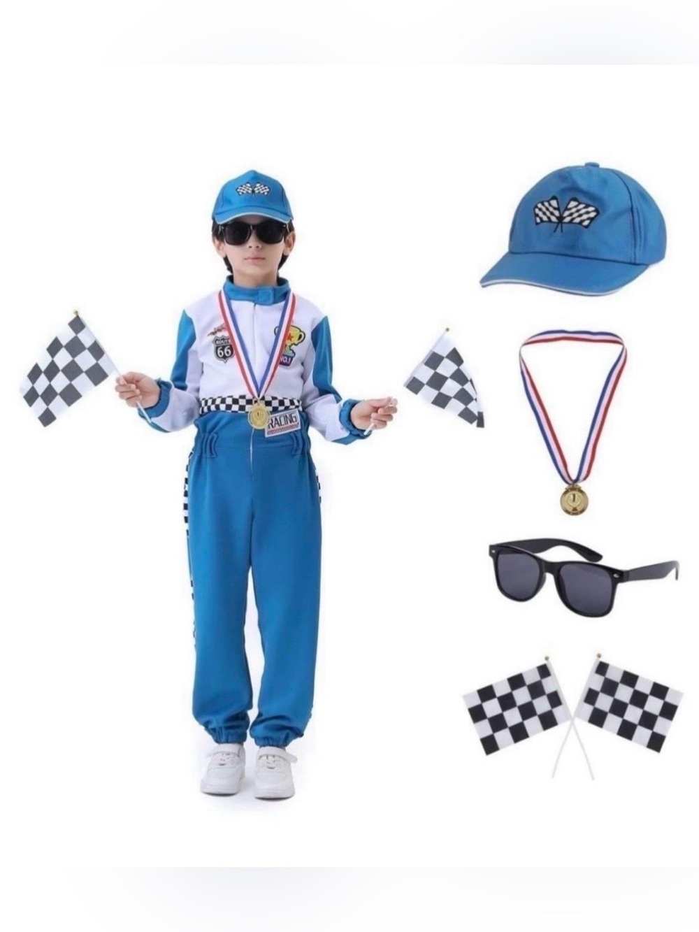Kids Racing Suit Costume Toddler and Boys Race Car Driver Jumpsuit, Dress Up & P